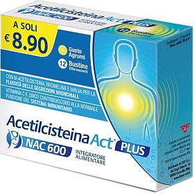 Acetilcisteina Act Plus Nac 600 12 Bustine Effervescenti Agrumi