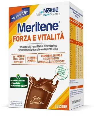 MERITENE FORZA E VITALITA' CIOCCOLATO 5 BUSTINE DA 30 G MERITENE FORZA E VITALITA' CIOCCOLATO 5 BUSTINE DA 30 G