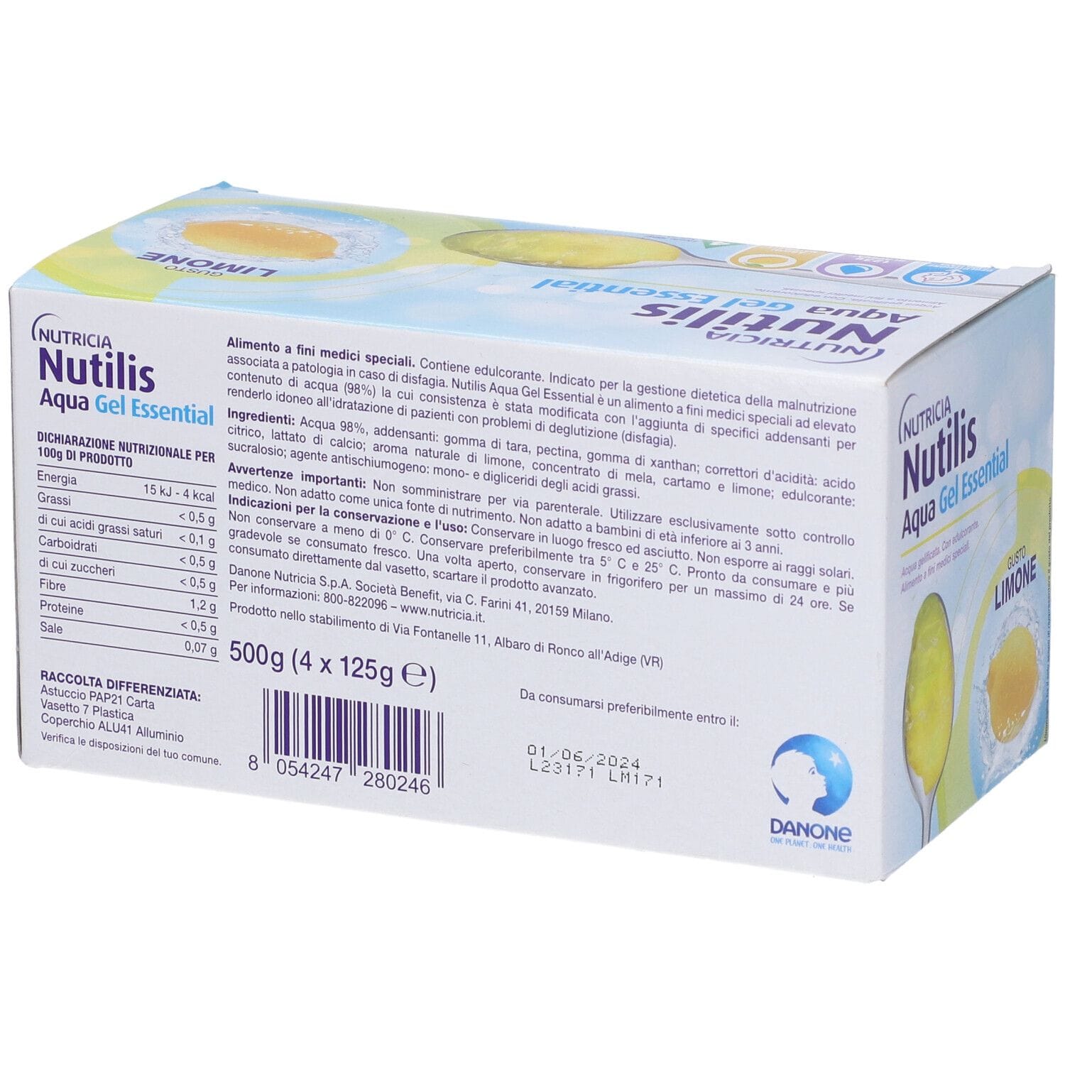 NUTILIS AQUA GEL LIMONE 4 PEZZI DA 125 G