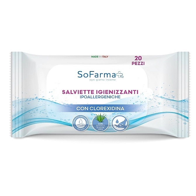 Salviettine Igienizzanti Pocket Clorexidina 20 Pezzi Sofarmapiu'