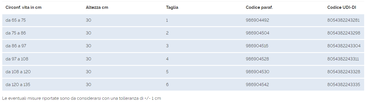 FASCIA POST OPERATORIA GIBAUD CLASSIC H30 TAGLIA 5