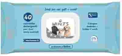 WIPETS SALVIETTINE DETERGENTI PER ANIMALI TALCO 40 PEZZI