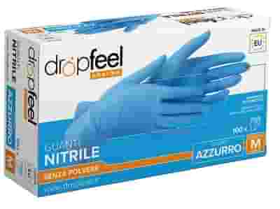 GUANTO IN NITRILE DROPFEEL SENZA POLVERE AZZURRO TAGLIA M 100 PEZZI