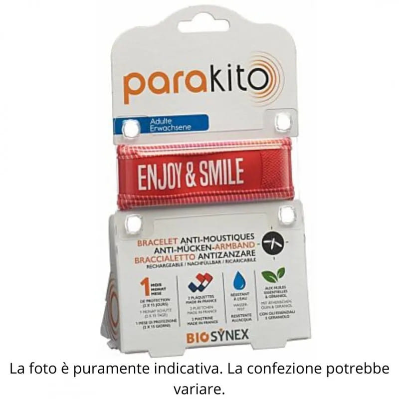 PARAKITO BRACCIALE GOOD VIBES ROSSO ADULTO ANTI ZANZARE