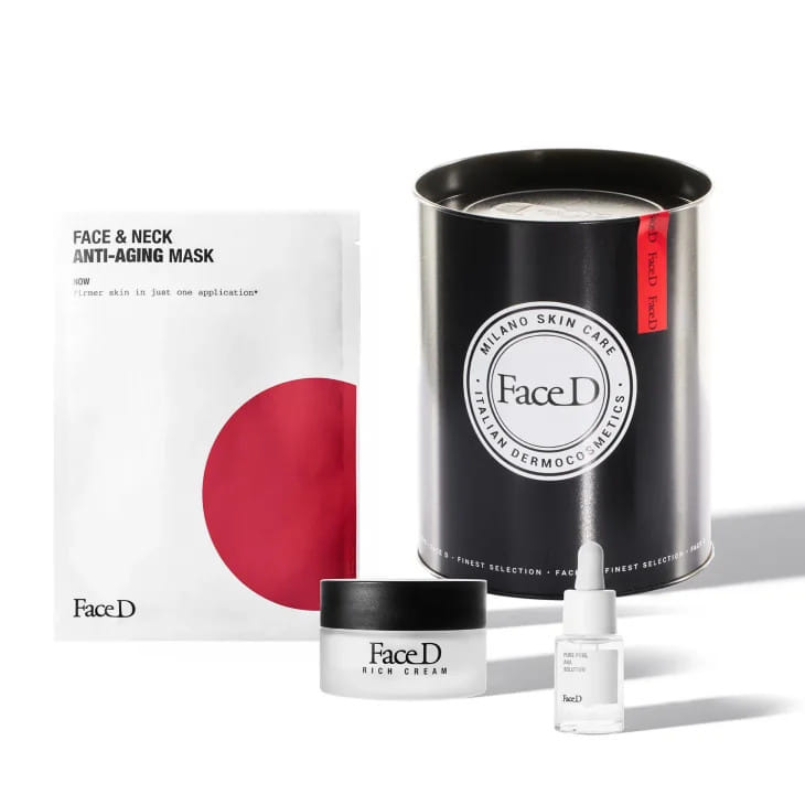 FACE D PRO AGE ESSENTIALS KIT XMAS 2023 1 DELUXE SIZE PUREPEEL 13 ML + 1 RICH ANTI AGING CREAM 50 ML + 1 MASCHERA ANTIETA' FACE & NECK