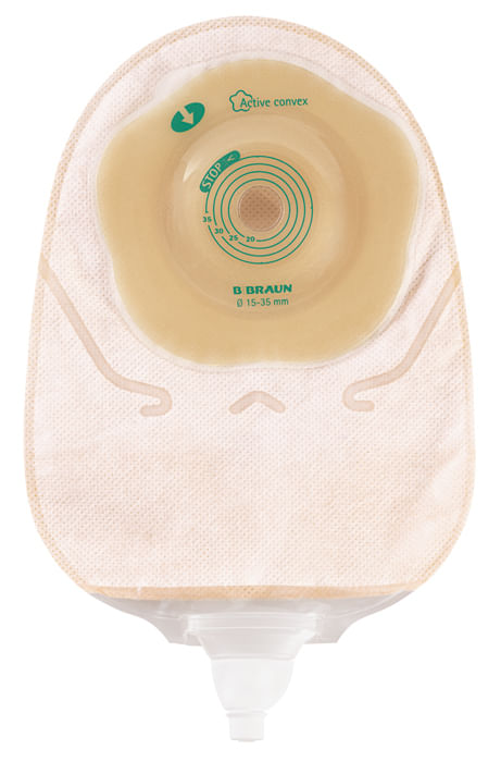 SACCA UROSTOMIA FLEXIMA ACTIVE O'CONVEX CONVESSITA' SOFFICE RITAGLIABILE 15-35 MM MIDI BEIGE CON FINESTRA ISPEZIONABILE 10 PEZZI
