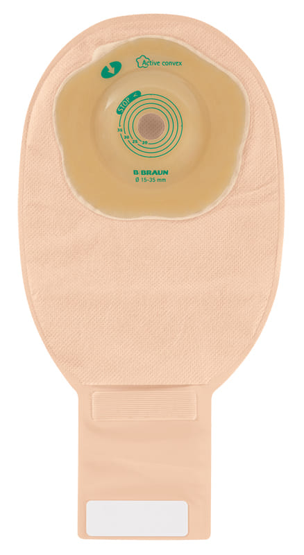 SACCA ILEOSTOMIA FLEXIMA ACTIVE O'CONVEX CONVESSITA' SOFFICE RITAGLIABILE 15-35 MM MAXI BEIGE CON FINESTRA ISPEZIONABILE 10 PEZZI