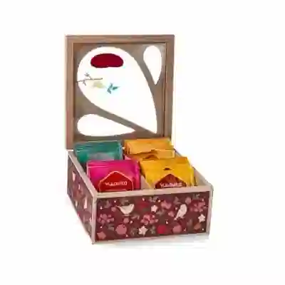 NEAVITA COFANETTO LEGNO BIO ROSSO A 4 SCOMPARTI: CONTIENE 20 TISANE ASSORTITE