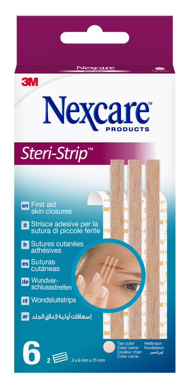 Striscia Adesiva Sutura Piccole Ferite Nexcare Steri Strip Carne 6 X75 Mm 6 Pezzi