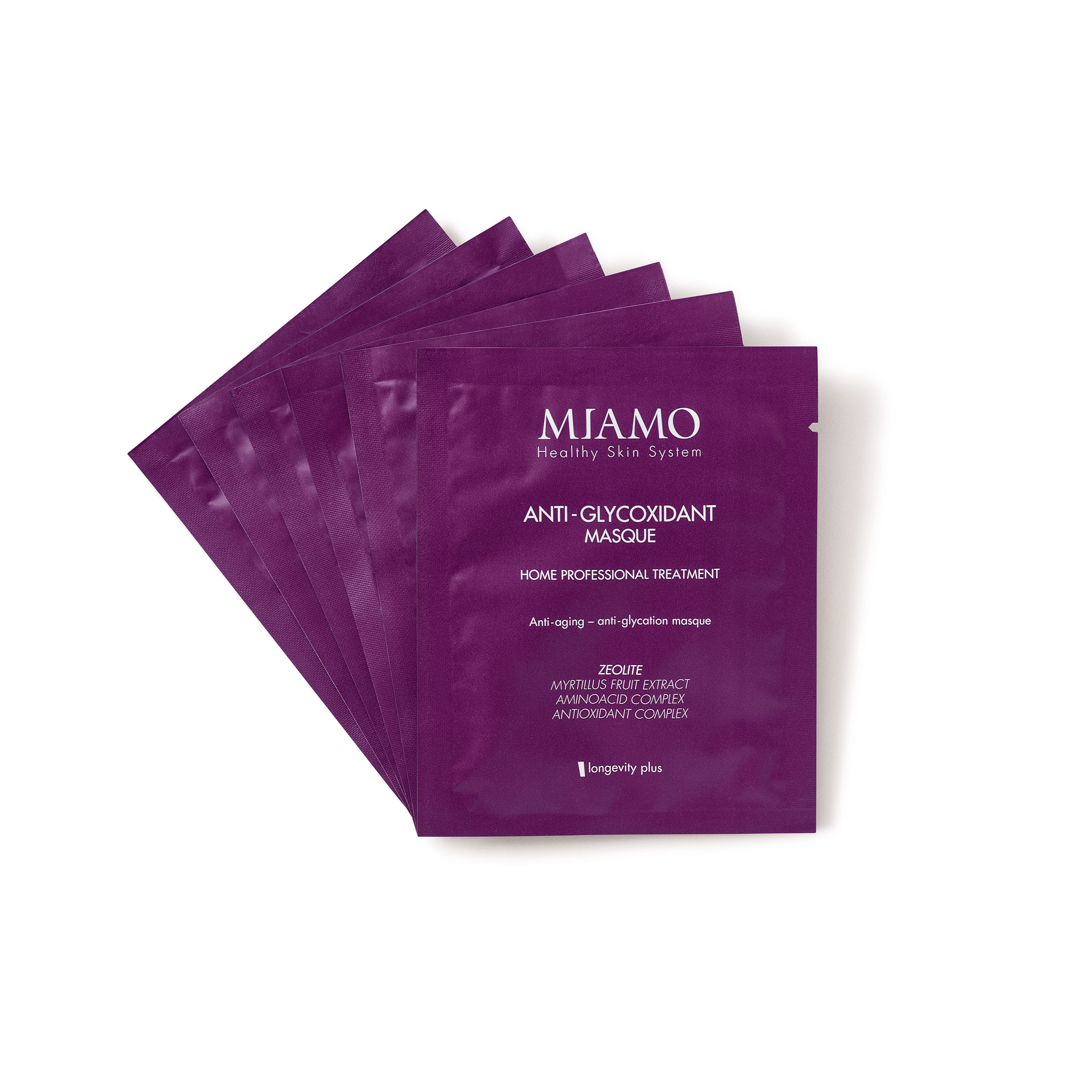 MIAMO LONGEVITY PLUS ANTI GLYCOXIDANT MASQUE BOX 6 PEZZI