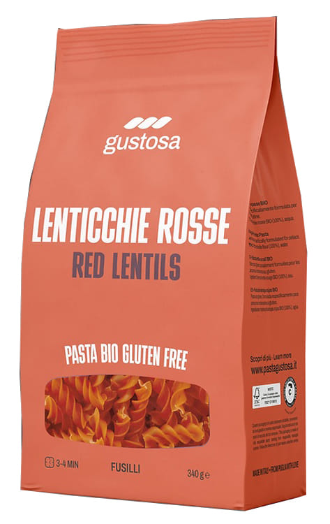 PASTA GUSTOSA 100% LENTICCHIE ROSSE BIO FUSILLI 340 G