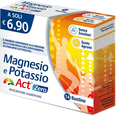 MAGNESIO E POTASSIO ACT ZERO 14 BUSTINE MAGNESIO E POTASSIO ACT ZERO 14 BUSTINE