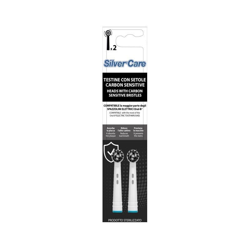 SILVERCARE CARBON 2 TESTINE RICAMBIO COMPATIBILI ORAL B