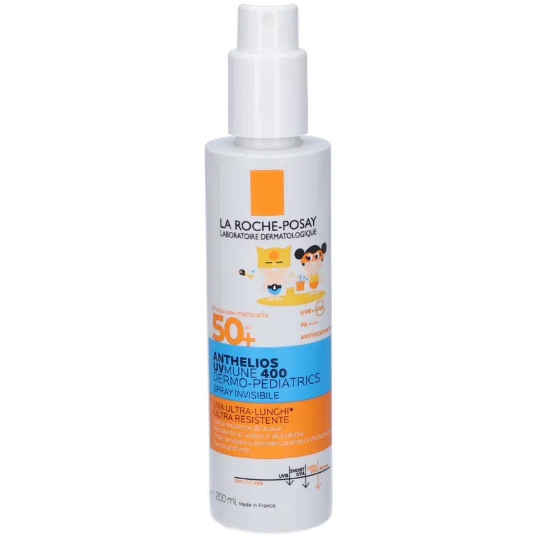 La Roche-Posay, Anthelios Uv Mune 400 Dermo-Pediatrics, Protezione Molto Alta Per Bambini, SPF50+, Senza Profumo, Texture Fluida, Spray Viso Invisibile, Adatto Alla Pelle Sensibile, 200 Ml-image