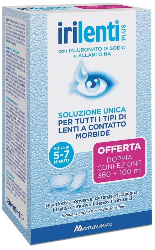 SOLUZIONE UNICA PER LENTI A CONTATTO IRILENTI 2 PEZZI 360 ML + 100 ML