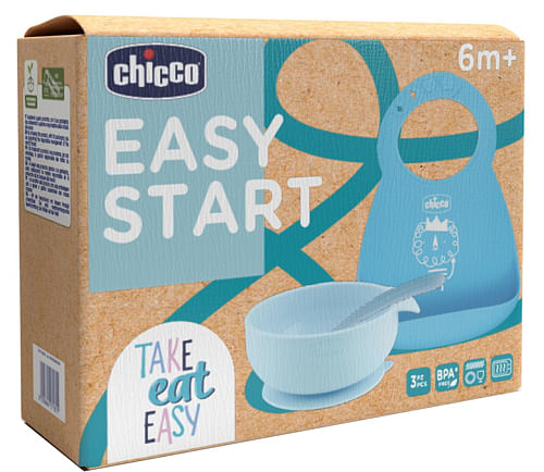 Chicco Set Pappa Silicone 6 M+ Azzurro