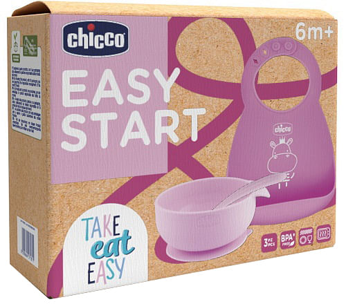 Chicco Set Pappa Silicone 6 M+ Rosa