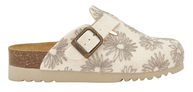Dakota Ad Floral Printed Recycled Felt Ciabatta Woman Beige 37
