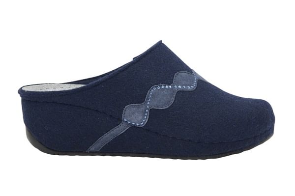 INVERNESS STRASS WEDGE WOOL+SUEDE PANTOFOLA WOMAN NAVY BLUE 37