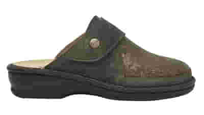CIABATTA ROBERTA ELASTICO+PELLE SCAMOSCIATA BIOPRINT SOLETTA RIMOVIBILE VERDE OLIVA 38