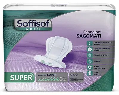 PANNOLONE SOFFISOF AIR DRY SAGOMATO SUPER 30 PEZZI PANNOLONE SOFFISOF AIR DRY SAGOMATO SUPER 30 PEZZI