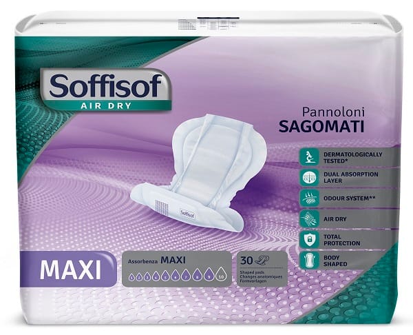 PANNOLONE SOFFISOF AIR DRY SAGOMATO MAXI 30 PEZZI