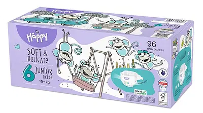 HAPPY PANNOLINI 15+ KG JUNIOR EXTRA TAGLIA 6 BOX 96 PEZZI HAPPY PANNOLINI 15+ KG JUNIOR EXTRA TAGLIA 6 BOX 96 PEZZI