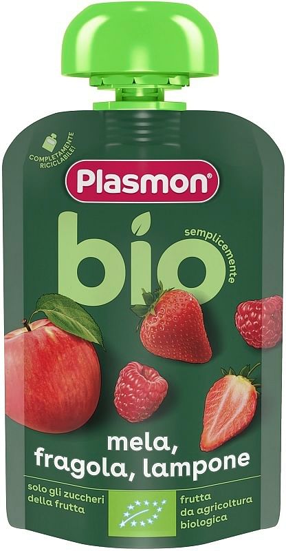 Plasmon Mela Fragola Lampone Bio Pouches 100 G