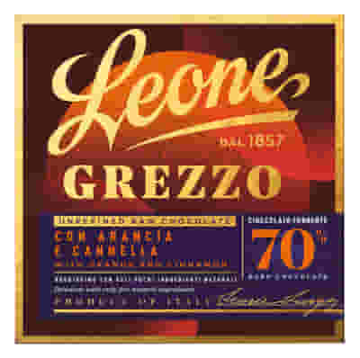 LEONE TAVOLETTA DI CIOCCOLATO GREZZO 70% ALL'ARANCIA E CANNELLA 70 G