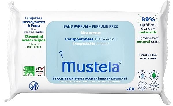 Mustela Salviette Acqua Compostabili Senza Profumo 60 Pezzi