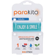 PARAKITO BRACCIALE ANTIZANZARE RICARICABILE ADULTI GOOD VIBES ENJOY & SMILE BLU