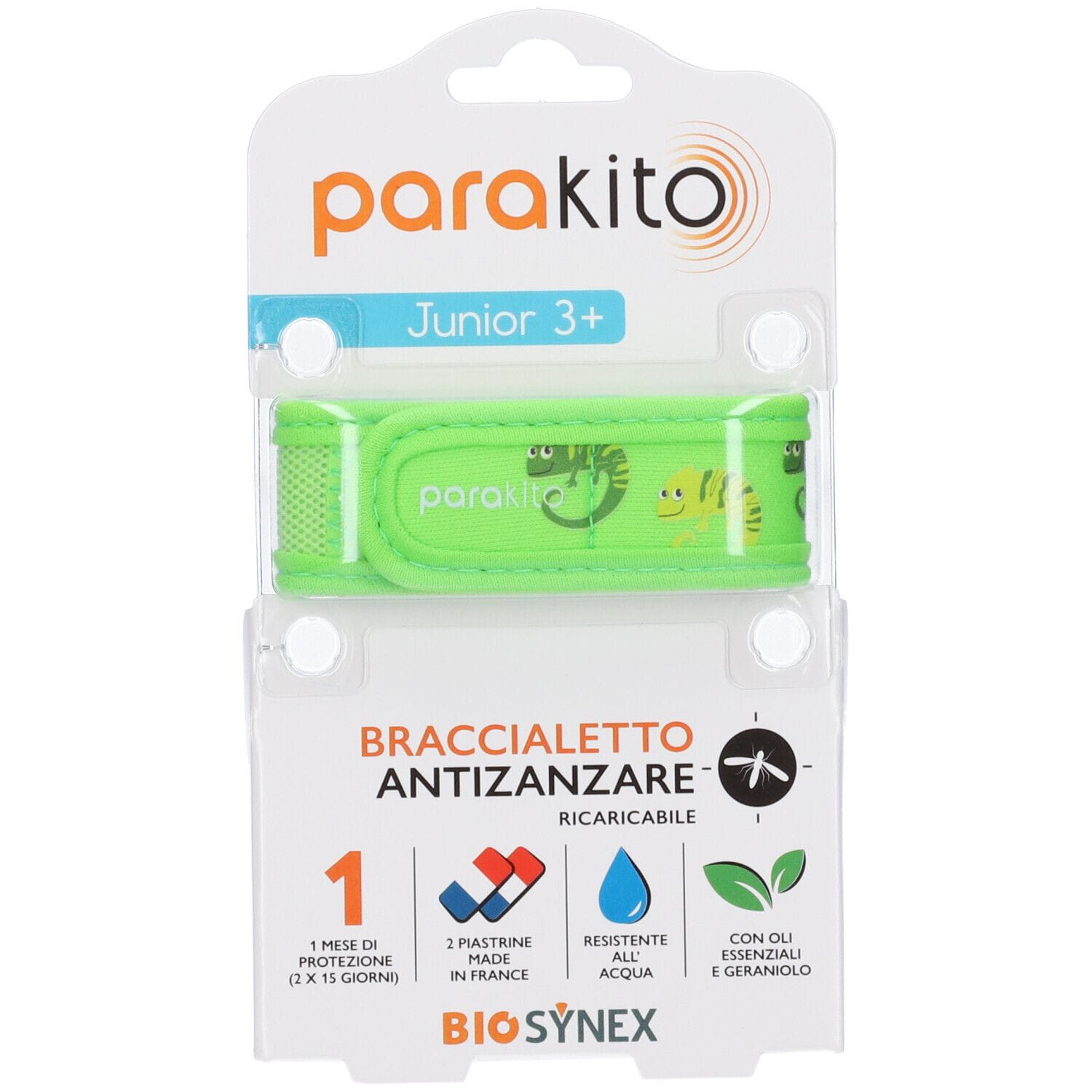 PARAKITO BRACCIALE ANTIZANZARE RICARICABILE JUNIOR CAMALEONTE