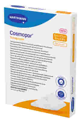 MEDICAZIONE ADESIVA TRASPARENTE IN POLIURETANO CON TAMPONE COSMOPOR TRASPARENT 5X7,2CM 5 PEZZI
