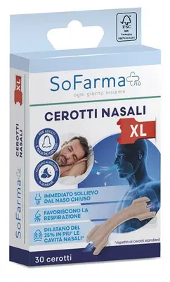 CEROTTO NASALE EXTRA LARGE 6,7 X2CM 30 PEZZI SOFARMAPIU' CEROTTO NASALE EXTRA LARGE 6,7 X2CM 30 PEZZI SOFARMAPIU'