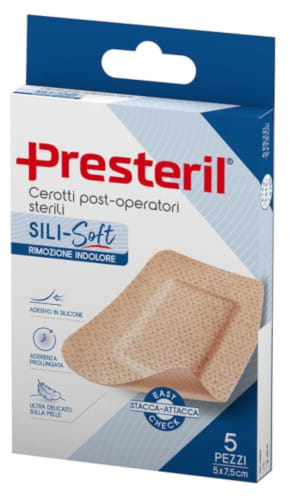 Cerotto Presteril Sili Soft Skin Post Operatorio 5 X7,5 Cm 5 Pezzi