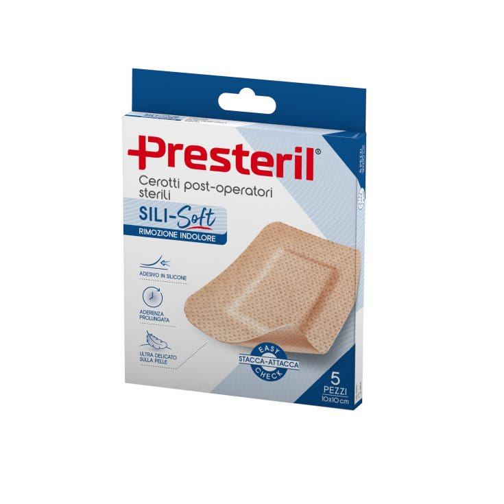 CEROTTO PRESTERIL SILI-SOFT SKIN POST OPERATORIO 10X10 CM 5 PEZZI