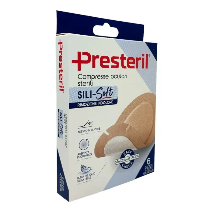 Compressa Oculare Presteril Sili Soft Skin 6,5 X9,5 Cm 6 Pezzi