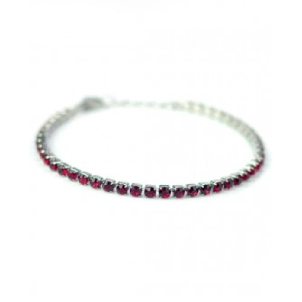 BRACCIALE ARGENTATO CRISTALLI RUBINO