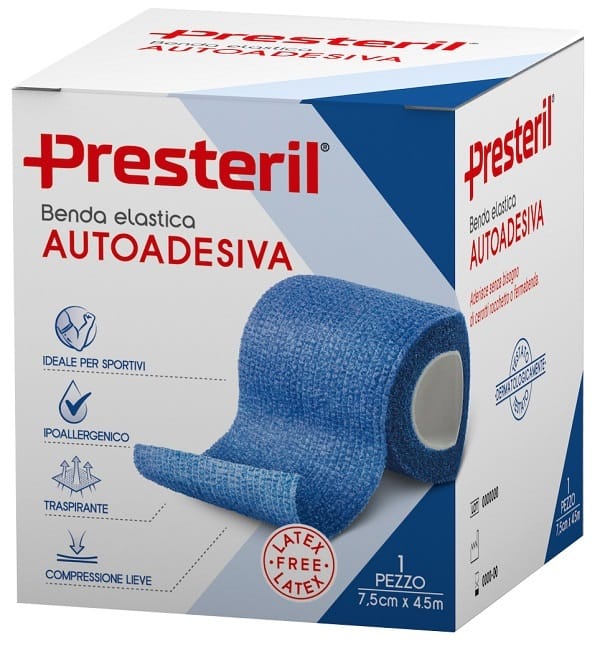 Benda Elastica Autoadesiva Latex Free Presteril Cm 7,5 X4,5 M Tesi Blu-image