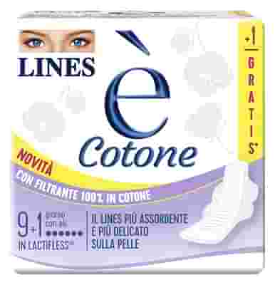 LINES E' COTONE ALI ASSORBENTE ESTERNO 9 + 1 PEZZI