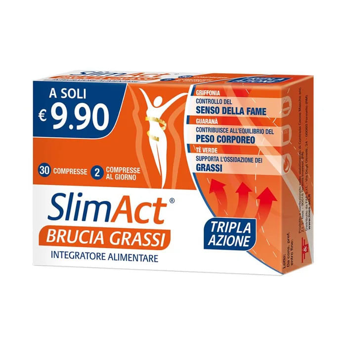 Slim Act Brucia Grassi, Integratore Alimentare Per Il Controllo Del Senso Della Fame E L'equilibrio Del Peso Corporeo, Con Griffonia, Guaranà, Tè Verde, Tamarindo E Bromelina 2500 Gdu/G - 30 Compresse-image
