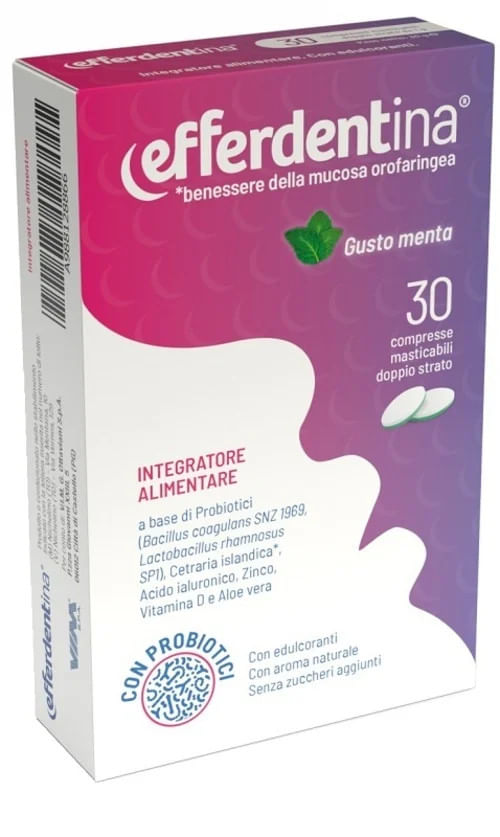 EFFERDENTINA MENTA 30 COMPRESSE MASTICABILI DOPPIO STRATO