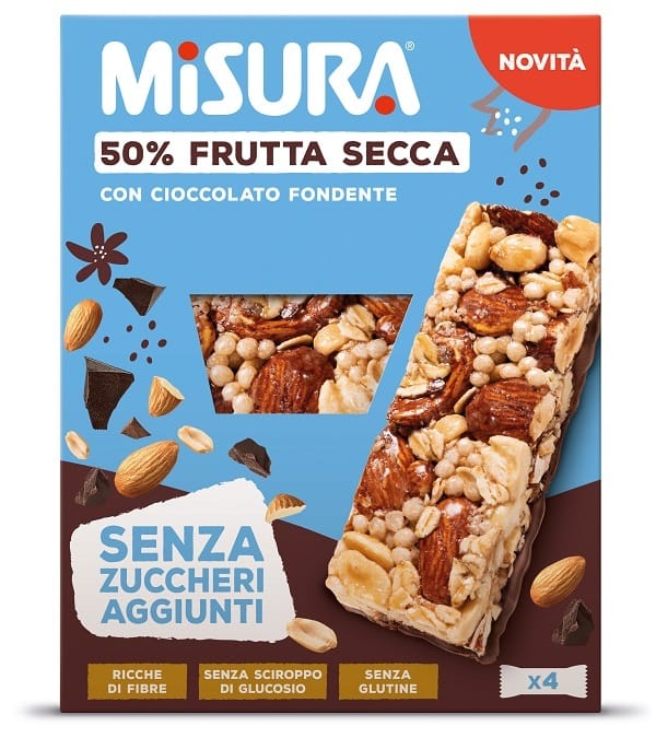 MISURA SENZA ZUCCHERI AGGIUNTI 4 BARRETTE CON FRUTTA SECCA E CIOCCOLATO X 30 G