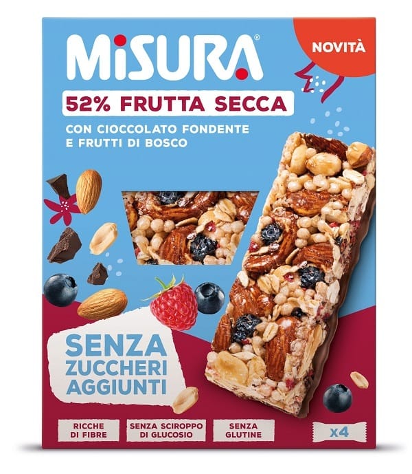 MISURA SENZA ZUCCHERI AGGIUNTI 4 BARRETTE ALLA FRUTTA SECCA FRUTTI ROSSI E CIOCCOLATO X 30 G