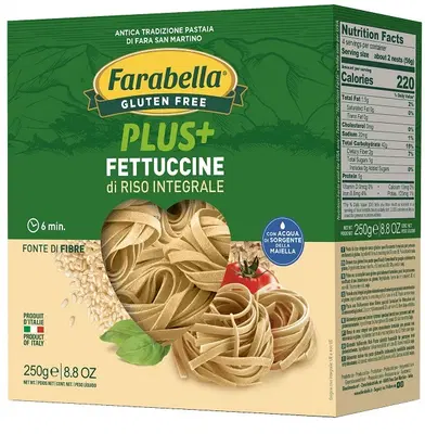 FARABELLA FETTUCCINE RISO INTEGRALE PLUS+ 250 G FARABELLA FETTUCCINE RISO INTEGRALE PLUS+ 250 G
