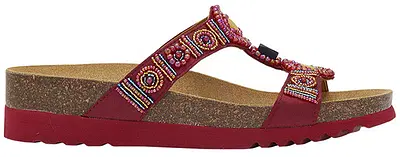 NEW BOGOTA' WEDGE SATIN+BEADS W DK RED/MULTI 39 NEW BOGOTA' WEDGE SATIN+BEADS W DK RED/MULTI 39