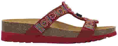 NEW BOGOTA' WEDGE SATIN+BEADS W DK RED/MULTI 39