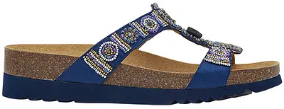 NEW BOGOTA' WEDGE SATIN+BEADS W NAVY BLUE/MULTI 35 NEW BOGOTA' WEDGE SATIN+BEADS W NAVY BLUE/MULTI 35