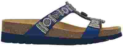 NEW BOGOTA' WEDGE SATIN+BEADS W NAVY BLUE/MULTI 40