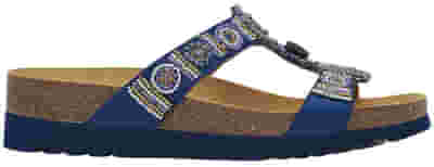 NEW BOGOTA' WEDGE SATIN+BEADS W NAVY BLUE/MULTI 41